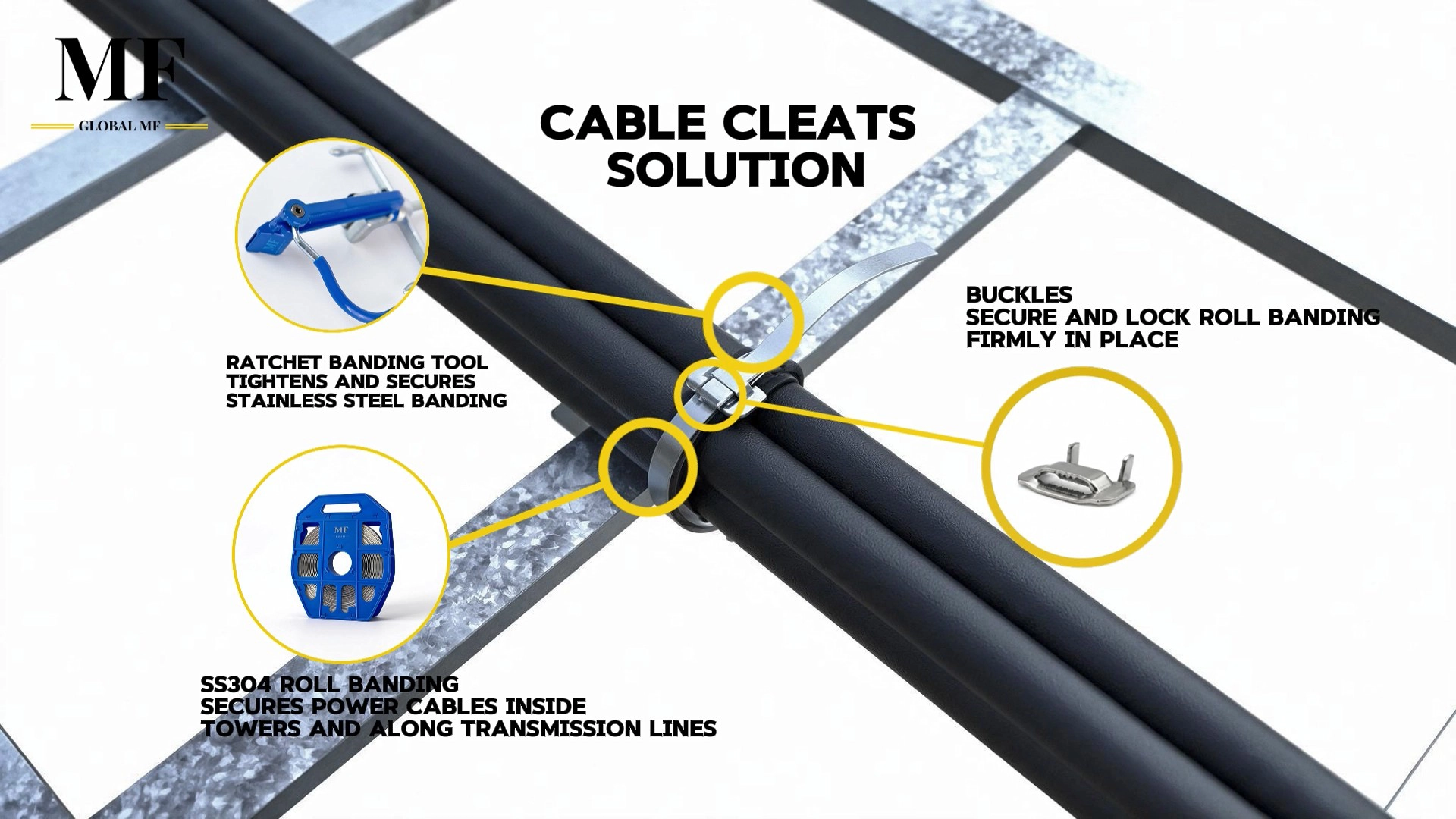 Cable cleat solution installed